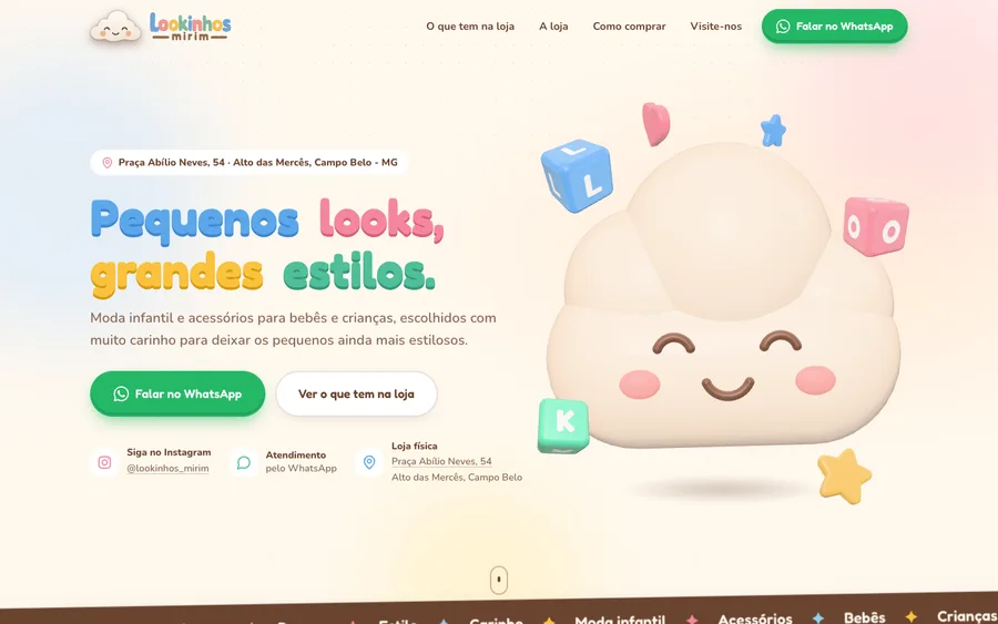 Abertura do site com a loja aberta