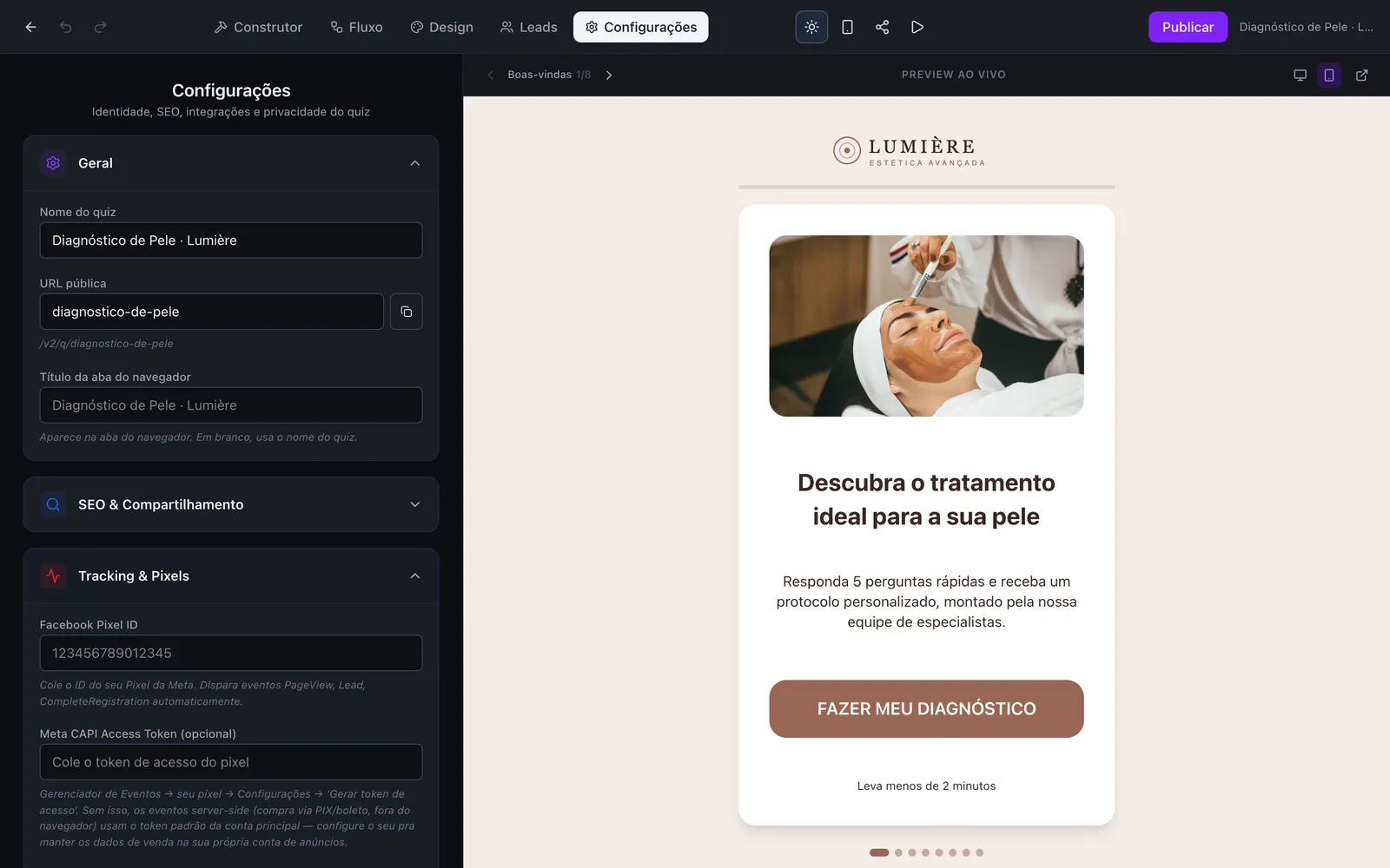 Configurações de rastreamento